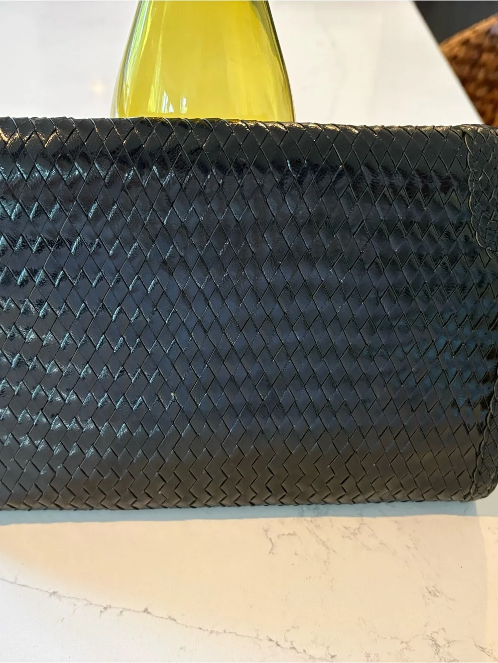 YSL  Black Woven Patent Envelope vintage Clutch with off label chain - Picture 4 of 14
